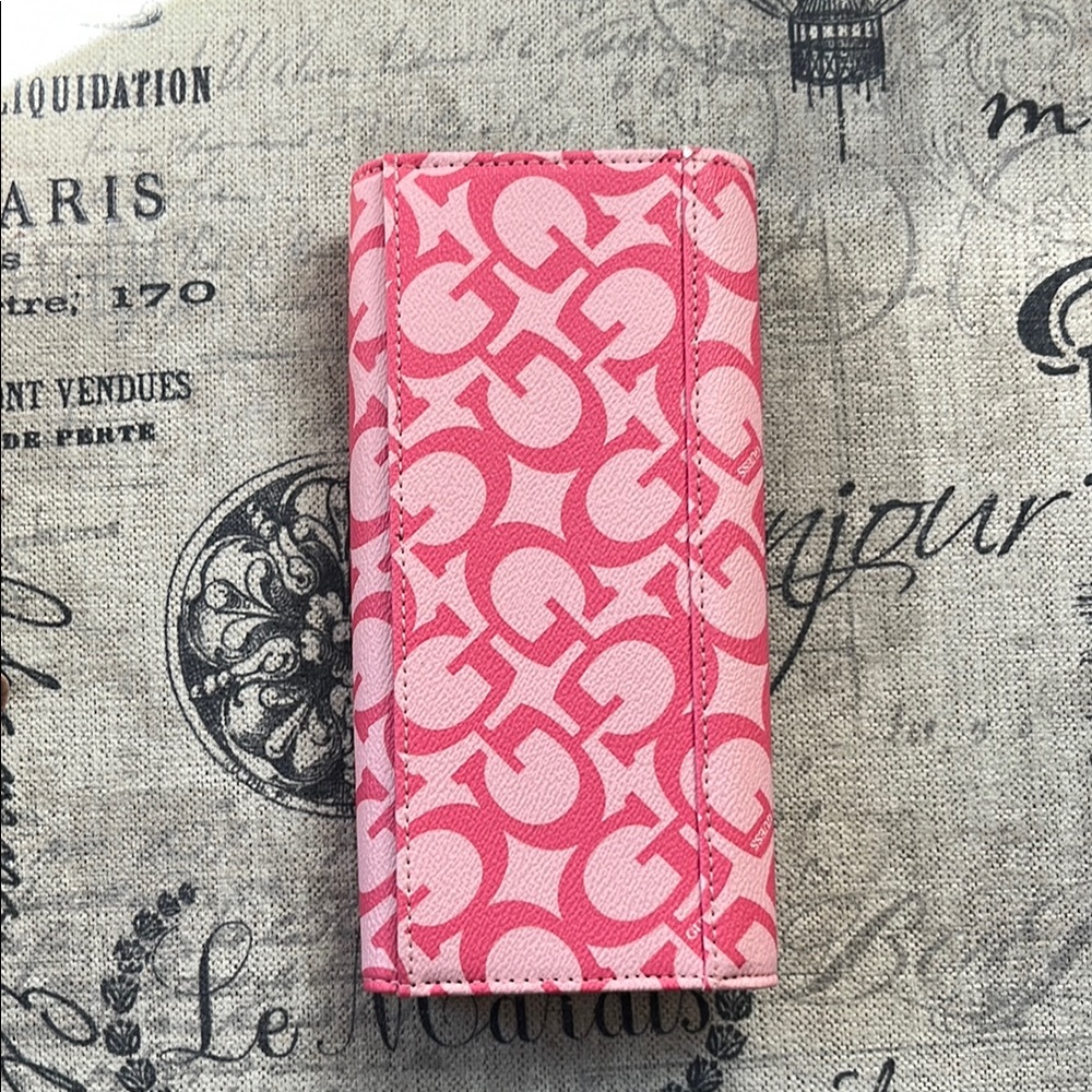 GUESS Pink Logo Continental Wallet - Picture 2 of 3